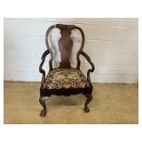 Vintage Needlepoint Claw Chair w/ Needle Point