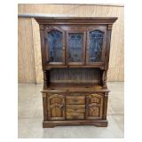Pine Hutch w/ Upper Glass Doors.