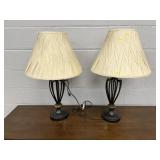 Pair of Bronze Colored Metal Table Lamps