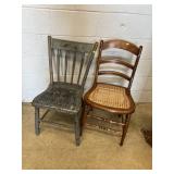 Plank Seat Chair and Cane Seat Chair
