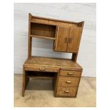 Single Pedestal Oak Desk w/ COvered Top