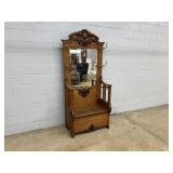 Antique Oak Ornate Hall Tree