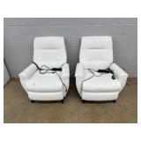 2 Pair of White Leather Lift Chairs