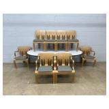 Oval Formica Top Table w/ 6 Bent Wood Chairs