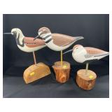 (3) D. Sutton Carved Wood Shorebirds