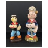 (2) Popeye Cast Metal Figurines