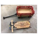Miniature Radio Flyer Wagon with Sled