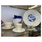 Wedgwood Cups & Saucers w/ Decorative Chinaware
