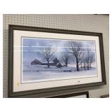 Framed Winter Scene of Farm