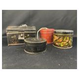 Toleware Storage Box and Canisters, String Holder