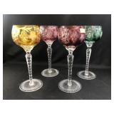 (4) Cut Glass Wine Goblets