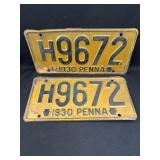 (2) 1930 P License Plates