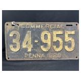 1920 PA Commercial License Plate