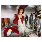 Vintage Christmas Trees with Plush Doll