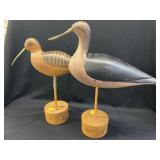 (2) Unsigned Carved Wood Shorebirds