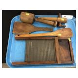 Washboard and Wooden Kitchen Wares