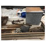 Fireplace Fender, Milk Box, Tools
