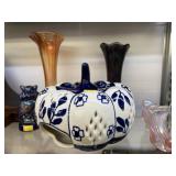 Carnival and Art Glass with Pottery Pumpkin