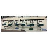 12 Seat Folding Cafeteria Table w/ Green Seats