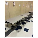 12 Seat Folding Cafeteria Table w/ Blue Seats