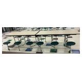 12 Seat Folding Cafeteria Table w/ Green Seats