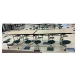 12 Seat Folding Cafeteria Table w/ Green Seats