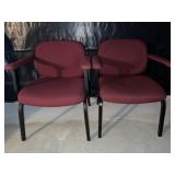 (2) Maroon Upholstered Armchairs