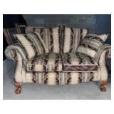 Stripe and Floral Upholstered Loveseat