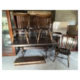 Pine Dining Room Table with 6 Chairs