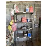 Metal Storage Shelf with Contents