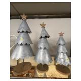 (3) Graduated Tin Christmas Trees