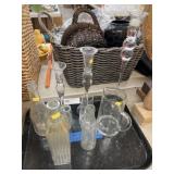 Glass Candlesticks, Bottles