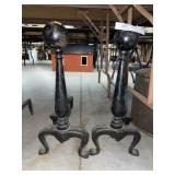 Pair of Cast Metal Andirons