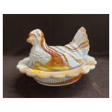 Slag Glass Hen On Nest