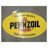 Vintage Double Sided Pennzoil Steel Sign