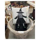 Large Woven Basket, Decorative Pillows