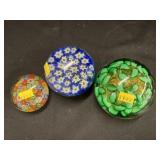(3) Art Glass Paperweights