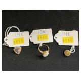 10K Ring with 14K Pins