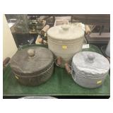 (3) Stone Carved Canisters
