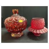 Moon and Star Compote, Satin Glass Candleholder
