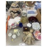 Glassware, Rag Doll, Table Linens