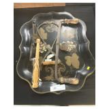 Toleware Tray, Draw Knife, Clay Bird Thrower