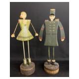 (2) Folk Art Wood Figurines