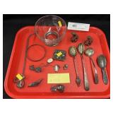 Sterling Silver Spoons, Jewelry and Banded Bowl