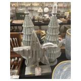 Tin Trees with Wood Crafted Star