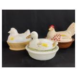 Glass and Ceramic Hen and Duck On Nests