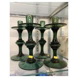 (4) Art Glass Candlesticks