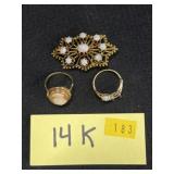 (2) 14K Rings with Pin