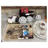 Sewing Supplies, Stemware, Platters