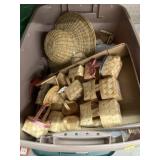 Straw Hats, Baskets, Plastic Tote/Lid